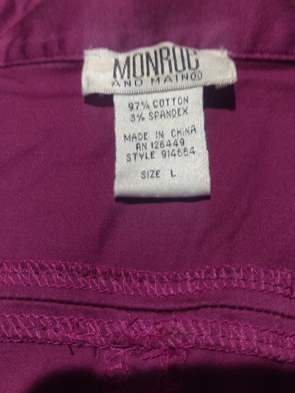 Women's Fuchsia Zip-Front Jacket Monroe And Main Cotton Spandex Size L Detailing - Picture 6 of 13